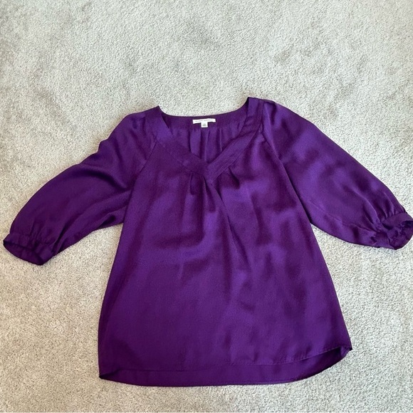 BANANA Republic purple balloon sleeve V-neck blouse Sz L🇨🇦 - Picture 7 of 11